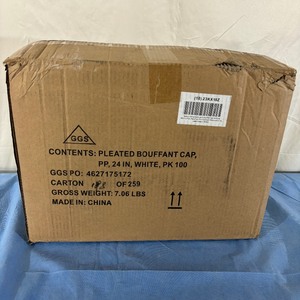 lot 29 image: 1 Case (1000 each) NEW 24 Pleated Bouffant Cap - White - For Industrial, Lab Use and Food Processing