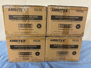 lot 34 image: WOW 4 Cases (300 each per case) NEW Ambitex PSC3XL Water Resistant Anti-Skid Shoe Covers - Size XL Blue