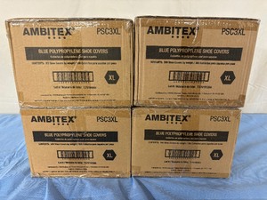 lot 37 image: WOW 4 Cases (300 each per case) NEW Ambitex PSC3XL Water Resistant Anti-Skid Shoe Covers - Size XL Blue