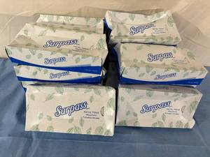 lot 88 image: Lot of 15 NEW Georgia-Pacific GP Pro 48100 100-Pack 8.4 x 7.5 Pacific Blue Select 2-Ply Sheets - White Good Condition &amp Lot of 17 Kimberly-Clark Professional Surpass 2-Ply Facial Tissue - Damage To Boxes