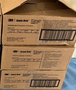 lot 107 image: 3 Cases (20 each per case) NEW 3M SPP4-58x10 Scotch Brite Surface Preparation Pads