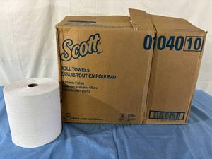 lot 141 image: 1 Case (12 rolls each) NEW&nbsp&nbspScott Hard Roll Paper Towels with fast-drying Absorbency Pockets provide efficient, reliable hand-drying for your washroom or break room