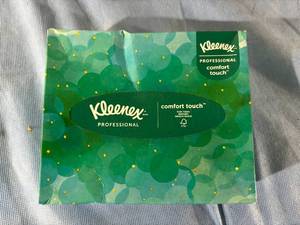 lot 143 image: 1 Case (64 each) NEW Kleenex 21195 8 x 5.5 Professional Comfort Touch Facial Tissue - Junior Size White (open box) Some boxes crushed