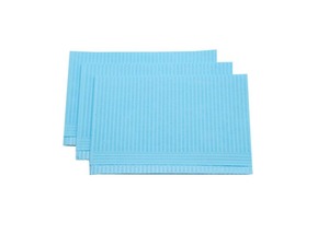 lot 14 image: 1 Case (500 each) NEW Defend by Mydent International PB-9001 13 x 18 Ultra Absorbent 4-Ply Patient Bibs - 3-Ply Tissue  1-Ply Poly - Blue - Positive moisture barrier - Reinforced edges