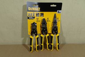 lot 130 image: Dewalt 3-Piece Pliers Set Diagonal Cutter, Linemans & Long Nose