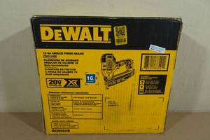lot 135 image: DeWalt 16 Gauge Angled Finish Nailer -Tool Only