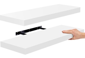lot 8 image: Sorbus Floating Wall Shelves -White 24x9