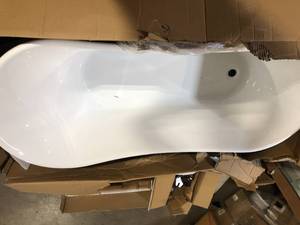 Streamline 63 in. Acrylic Clawfoot Non-Whirlpool Bathtub in Matte Light Blue With GunMetal Clawfeet And Polished Chrome Drain Damaged   Customer Returns See Pictures