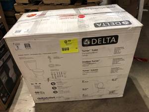 Glacier Bay Power Flush 2-Piece 1.28 GPF Single Flush Elongated Toilet in White with Slow-Close Seat Included  Customer Returns See Pictures