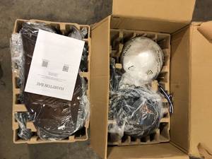 Hampton Bay Nassau 52 in. IndoorOutdoor LED Gilded Iron Wet Rated Ceiling Fan with Light Kit and 5 Weather Resistant Blades    Customer Returns See Pictures