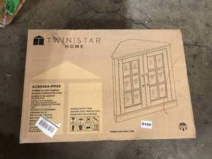 Twin Star Home Stanton Birch Corner Accent Cabinet with Double Glass Doors AC90494-PM93  Customer Returns See Pictures