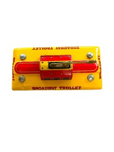 lot 2 image: Modern Toy Japan Tin Litho Vintage Battery-Operated Broadway Trolley Streetcar
