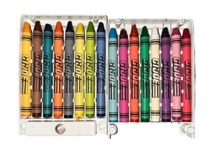 lot 72 image: 1989 Hasbro GI Joe Crayons In Spill Proof Case With Built-in Sharpener
