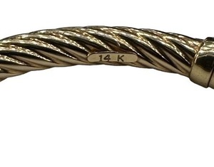 lot 123 image: 14KT YELLOW GOLD AMETHYST END CAP GENUINE GEMSTONE CUFF BANDGLE BRACLET - RE-LISTED UNPAID INVOICE
