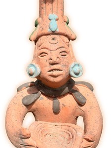 lot 145 image: Terracotta Planter Mexico Sculpture Vintage Mayan Aztec Figure Pottery