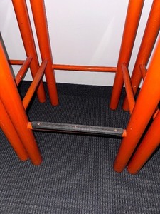 lot 157 image: 1970 HANK LOWENSTEIN PADOVA BAR STOOLS WITH RUSH SEATING