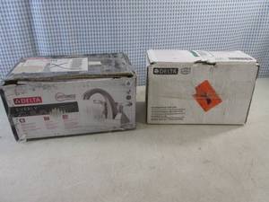 lot 167 image: (BSB) 2 Delta Bathroom Faucets 1 Brushed Nickel 1 Chrome - Open Box