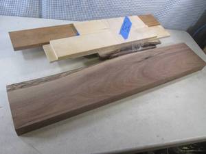 lot 176 image: (F-2) Assorted Pieces of Hard Wood - Black Walnut, Teak and Hard Maple - longest is 38 long