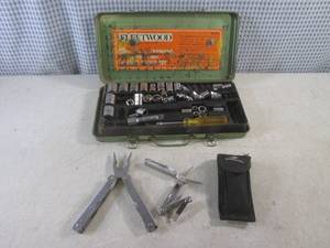 lot 179 image: (BS) Winchester Multi Tools with Sheath and Partial Socket Set