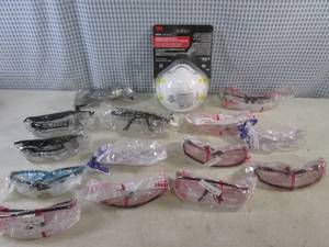 lot 201 image: (BSB) 14 New Safety Glasses and 2-Pack of Sanding Respirators
