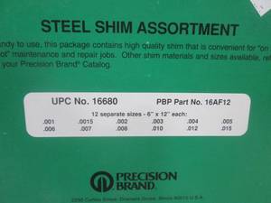 lot 202 image: (EC1) Precision Brand Steel Shim Assortment 12 Sizes 6 x 12