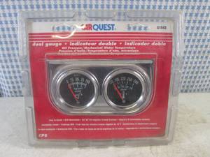 lot 242 image: (H-1) Car Quest Dual Gauge Oil Pressure  Water Temperature