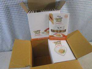 lot 248 image: (F-0) Purina Fancy Feast Savory Puree Cat Treats Salmon & Tuna - 2 Inner Boxes of 15 Packets with 4 Pouches Each (120 Treats Total) Past Date