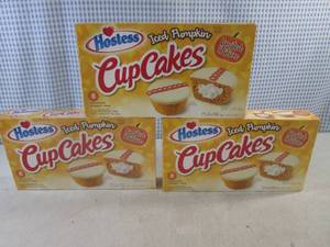 lot 251 image: (B-1) 3 Boxes Hostess Iced Pumpkin Cup Cakes Best By 11072023