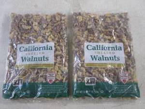 lot 303 image: (B-1) 2 Pounds of California Shelled Walnuts 2 - 1 Pound Bags Best by Aug 2024