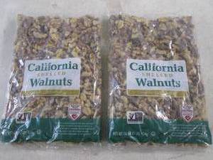lot 307 image: (B-2) 2 Pounds of California Shelled Walnuts 2 - 1 Pound Bags Best by Aug 2024