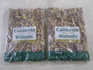 lot 312 image: (B-3) 2 Pounds of California Shelled Walnuts 2 - 1 Pound Bags Best by Aug 2024