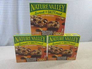 lot 323 image: (B-1) 3 Boxes of Nature Valley Dark Chocolate, Peanut & Almond Chewy Granola Bars Best by March 2024