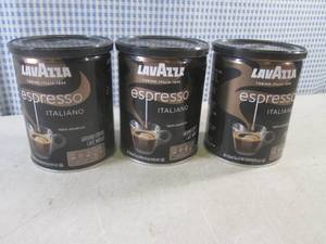 lot 341 image: (B-3) 3 Cans Lavazza Espresso Italiano Ground Coffee 8oz Best by Oct 2024 Dented Cans