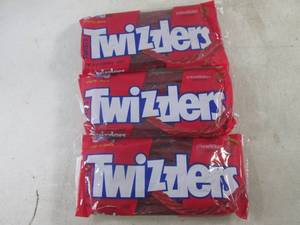lot 344 image: (B-2) 3 - 1 Pound Bags of Strawberry Twizzlers Past Date