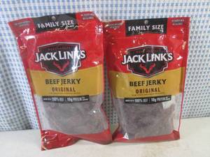lot 365 image: (B-3) 2 Family Size Bags Jack Links Original Beef Jerky Best by Feb 2024