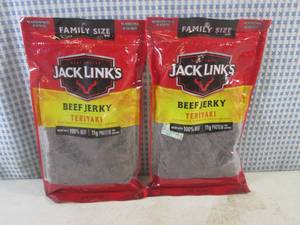 lot 366 image: (B-3) 2 Family Size Bags Jack Links Teriyaki Beef Jerky Best by Mar 2024