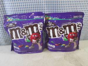 lot 374 image: (B-3) 2 Family Size Bags Dark Chocolate M&ampMs Best by Jan 2024