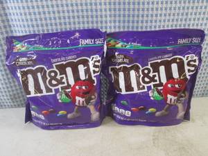 lot 375 image: (B-3) 2 Family Size Bags Dark Chocolate M&ampMs Best by Jan 2024