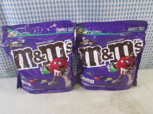 lot 376 image: (B-3) 2 Family Size Bags Dark Chocolate M&ampMs Best by Jan 2024