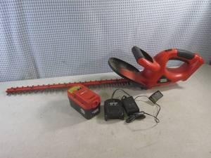 lot 418 image: (EW3) Black & Decker 24V Cordless 24 Hedge Trimmer with Battery and Charger - Battery Was Dead, Battery Took Charge And Works  Light On Charger Did Not Come On Though