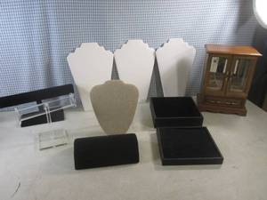 lot 14 image: (F-0) Assorted Jewelry Displays and Jewelry Box