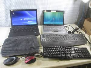 lot 18 image: (EW6) 2 Laptops (Both Power On), 2 Keyboards, Mouse and Laptop Cooling Pad