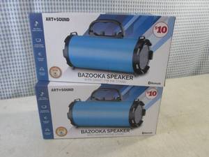 lot 22 image: (CS) 2 Bazooka Speakers with Smart Phone Stand