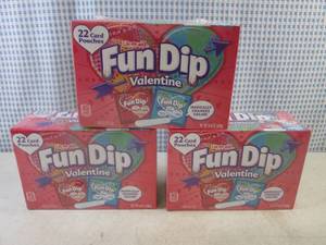 lot 82 image: (B-2) 3 Boxes Fun Dip Valentine Candy 22 Pouches per Box Best by Mar 2025
