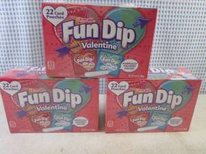 lot 83 image: (B-2) 3 Boxes Fun Dip Valentine Candy 22 Pouches per Box Best by Mar 2025