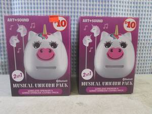lot 107 image: (BSB) 2 - 2-In-1 Musical Unicorn Bluetooth Wireless Speaker & Wired Earbuds Combo Packs
