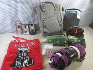 lot 120 image: (A-1) Lot of Misc - Watches, Backpack, Cosmetic Bags, Plush Throw Etc
