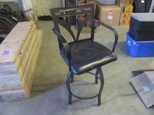 lot 127 image: (EW1) Metal Swivel Stool with Padded Seat - Seat is 25 High