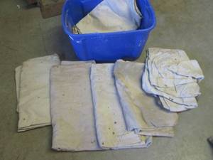 lot 129 image: (EW2) Assorted Canvas Drop Cloths in Tote with Lid