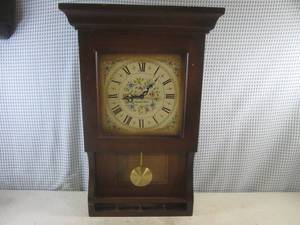 lot 143 image: (EC1) Wood Seth Thomas Plymouth Hollow Pendulum Wall Clock 24 34 x 16